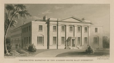 Elevación en perspectiva de la Casa de la Academia en Homerton de English School