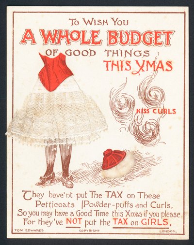 Enaguas, polvos y rizos, tarjeta de Navidad de English School
