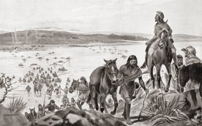 Frigios cruzando el Bósforo de Europa a Asia, de la Historia de las Naciones de Hutchinson, pub.1915 de English School