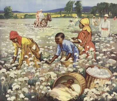 Recogiendo algodón en una plantación americana de English School