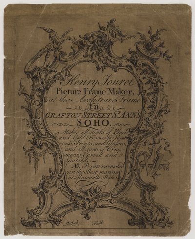 Fabricante de marcos de cuadros, Henry Jouret, tarjeta comercial de English School