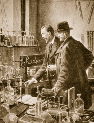 Pierre Curie conversando con Sir William Ramsay de English School