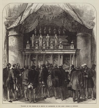 Peregrinos en el Santuario de San Edmundo de Canterbury, en la Iglesia Abadía de Pontigny de English School
