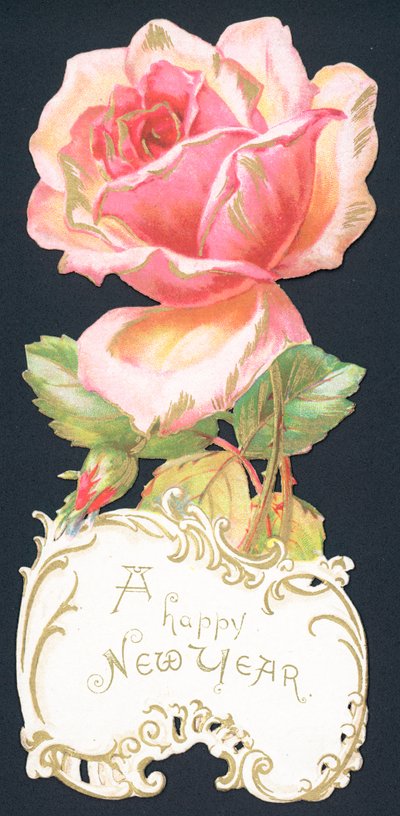 Rosa rosa, tarjeta de Año Nuevo de English School
