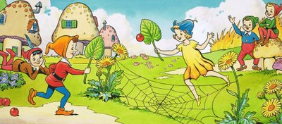 Duendes jugando una especie de tenis de English School