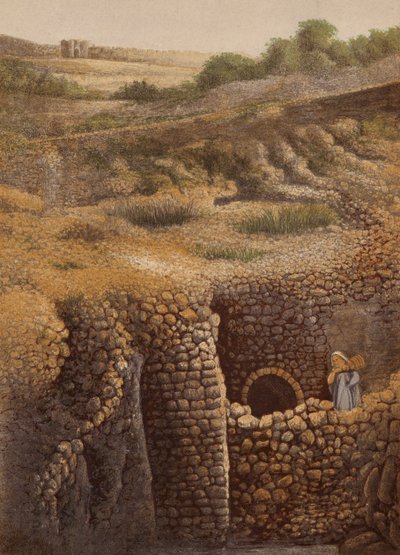Lugares mencionados en la Biblia: El estanque de Siloé (cromolito) de English School