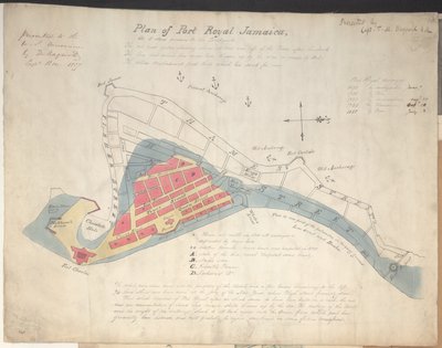 Plano de Port Royal Jamaica, como estaba antes del terremoto de English School