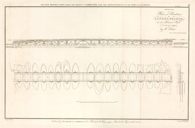 Plan y Elevación del Puente de Londres al 2 de julio de 1799 de English School