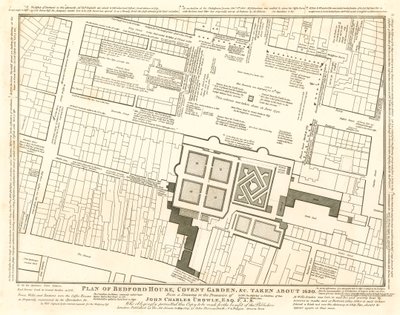 Plano de Bedford House, Covent Garden, Londres, alrededor de 1690 de English School