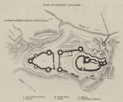 Plano del Chateau Gaillard (grabado) de English School