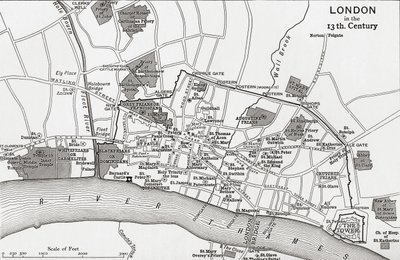 Plano de Londres en el siglo XIII, de 