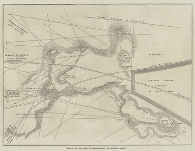 Plano de las trincheras de Sir Hope Grant en Chobham Common de English School
