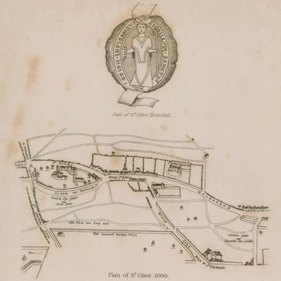 Plano de St Giles in the Fields, Londres, en 1600 de English School