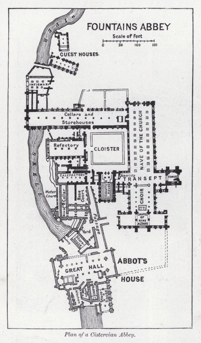 Plano de una abadía cisterciense de English School