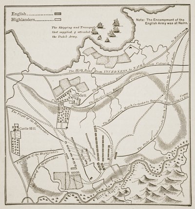 Plano de la Batalla de Culloden, 16 de abril de 1746 de English School