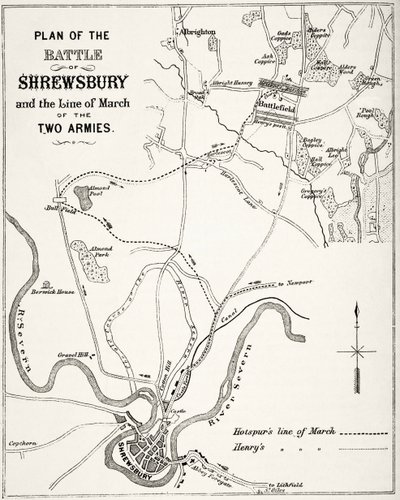 Plano de la Batalla de Shrewsbury, 21 de julio de 1403, de 