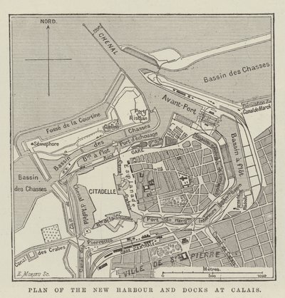 Plano del nuevo puerto y muelles en Calais de English School