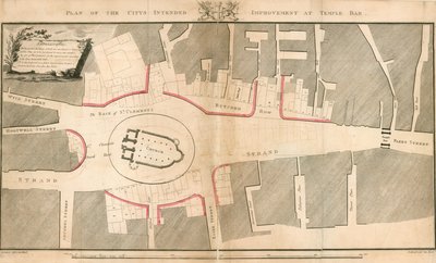 Plano de la mejora prevista de la ciudad en Temple Bar, Londres de English School