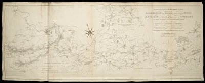 Plan del canal navegable propuesto entre el río Kennet en Newbury en Berks y el río Avon en Somerset: mediante el cual se abrirá una comunicación navegable entre... Londres y Bristol [también] Wilts & Berks & Somerset Coal Canals / Surveyed... por John Ren de English School