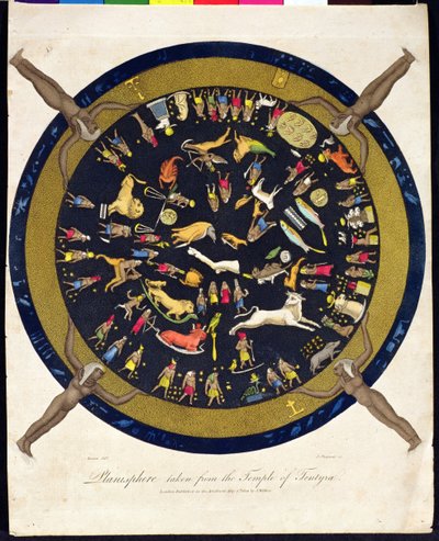 Planisferio tomado del Templo de Tentyra, grabado por J. Chapman, publicado por J. Wilkes en 1804 de English School