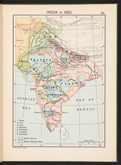 Placa del Atlas Histórico de la India de Charles Joppen de English School