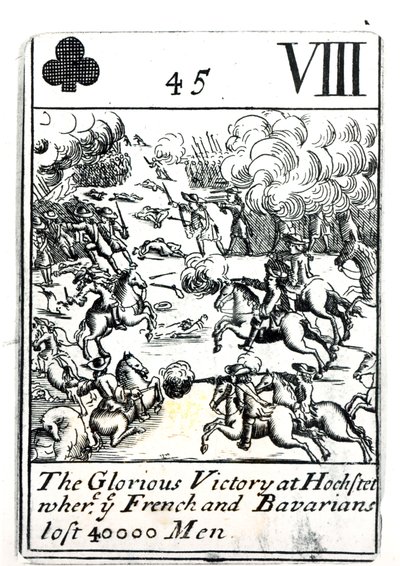 Carta de juego que representa la Gloriosa Victoria en la Batalla de Hochstadt donde los franceses y bávaros perdieron 40,000 hombres de English School