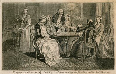 Jugando al juego de Quadrille de la pintura original en los Jardines de Vauxhall, Londres de English School