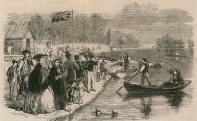 Botes de recreo en el agua en Regents Park de English School