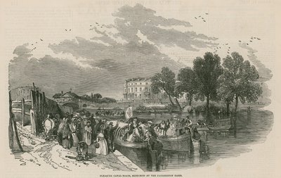 Barcos de placer en el canal, esbozados en la cuenca de Paddington, Canal de Regent, Londres de English School