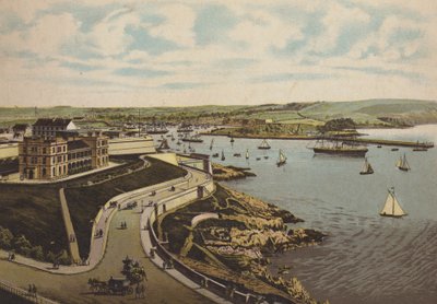 Plymouth: Instituto Biológico y Cattewater (litografia en color) de English School