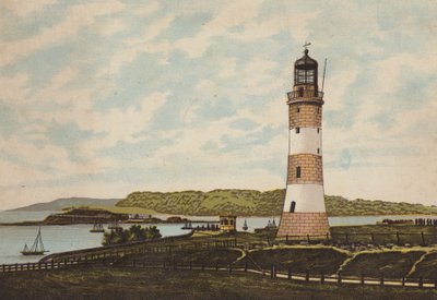 Plymouth: Smeaton Lighthouse on the Hoe (litografia en color) de English School
