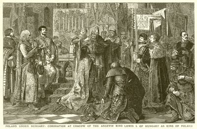 Polonia bajo Hungría: Coronación en Cracovia del rey angevino Luis I de Hungría como rey de Polonia de English School