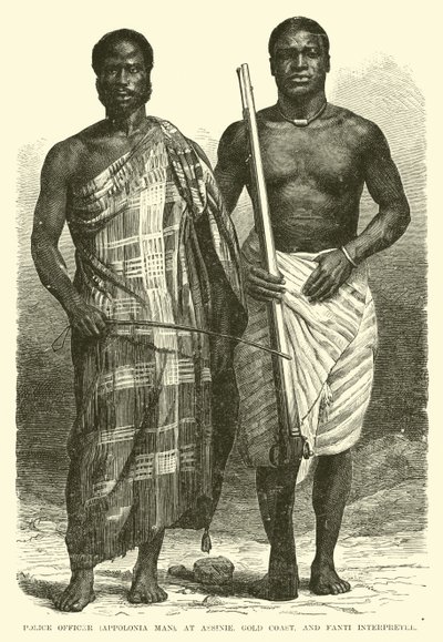 Oficial de policía (hombre de Appolonia), en Assinie, Costa de Oro, e intérprete Fanti de English School