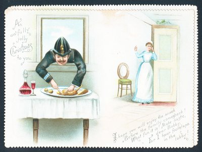 ¡Policía robando comida por la ventana! Tarjeta de Navidad de English School