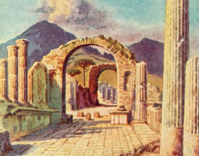 Pompeya, Vista hacia el Vesubio (litografía en color) de English School