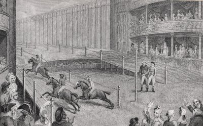 Carrera de ponis en el Anfiteatro de Astley de English School