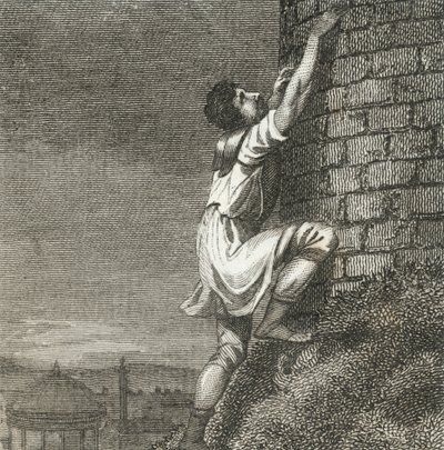 Poncio Comminio subiendo a la Ciudadela (grabado) de English School