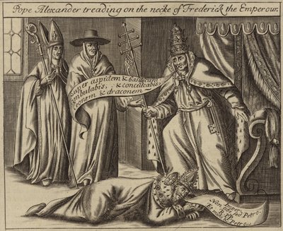 El Papa Alejandro pisoteando el cuello del Emperador Federico de English School