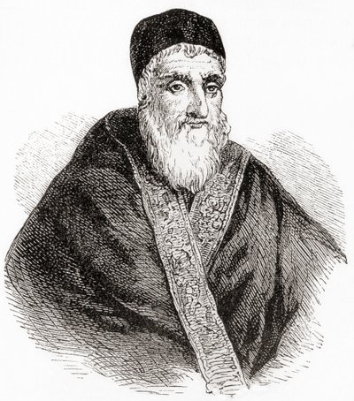 Papa Sixto V o Xisto V, nacido Felice Peretti di Montalto, de la Historia Ilustrada del Mundo de Ward y Lock, pub. c.1882 de English School