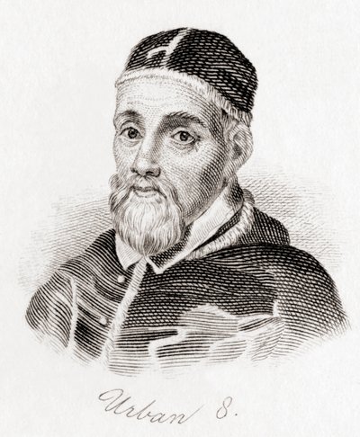 Papa Urbano VIII, c.1568 -1644, nacido Maffeo Barberini (grabado) de English School
