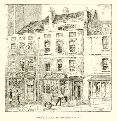 Casa del Papa en Plough Court (grabado) de English School