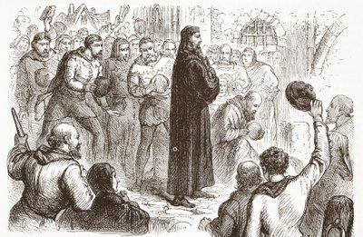 Demostración popular en el Palacio de Lambeth a favor de Wicliffe, ilustración de La Historia del Protestantismo por James Aitken Wylie (1808-1890), pub. 1878 de English School