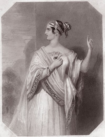 Porcia esposa de Bruto (Julio César - la Tragedia de Julio César) - en - “Galería de Mujeres de Shakespeare, colección de cuarenta y cinco retratos serios por artistas londinenses tempranos, enriquecidos con notas críticas y literarias” circa 1838 de English School