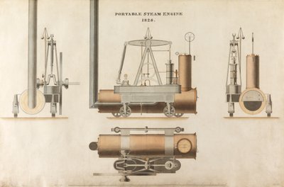 Motor de vapor portátil, diseñado por Maudsley, Sons & Field, 1828 de English School