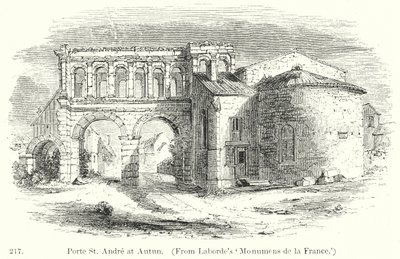 Puerta de San Andrés en Autun (grabado) de English School