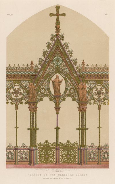Parte de la pantalla de Hereford por Messrs Skidmore and Co, Coventry de English School
