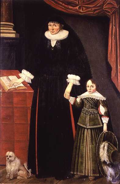 Retrato de una dama y un niño joven, quizás Anne Bonham y su hijo Hugh de English School