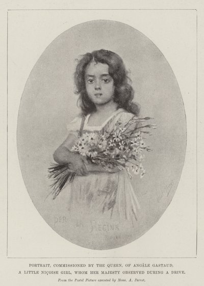 Retrato, encargado por la Reina, de Angele Gastaud, una niña nicoise, a quien Su Majestad observó durante un paseo de English School
