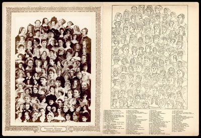 Montaje de retratos, c 1910: Mujeres eminentes, literarias e históricas (litografía) de English School
