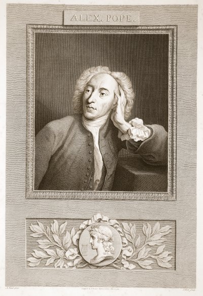 Retrato de Alexander Pope, ilustración de La Historia de Inglaterra de David Hume, pub. por R. Bowyer, Londres, 1812 de English School